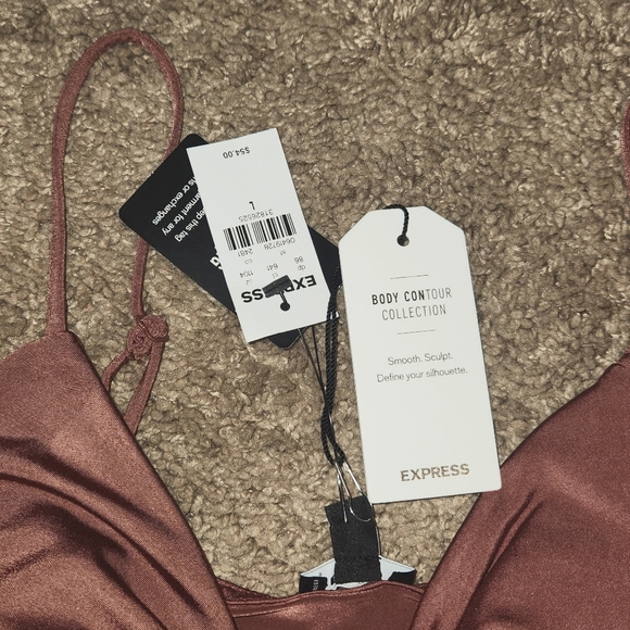 BNWT EXPRESS RUST COLORED BODY CONTOUR TIE FRONT BODYSUIT - Picture 7 of 8